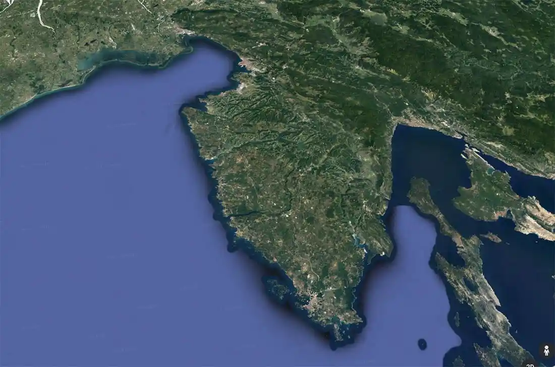Satelitska snimka Istre, Hrvatska