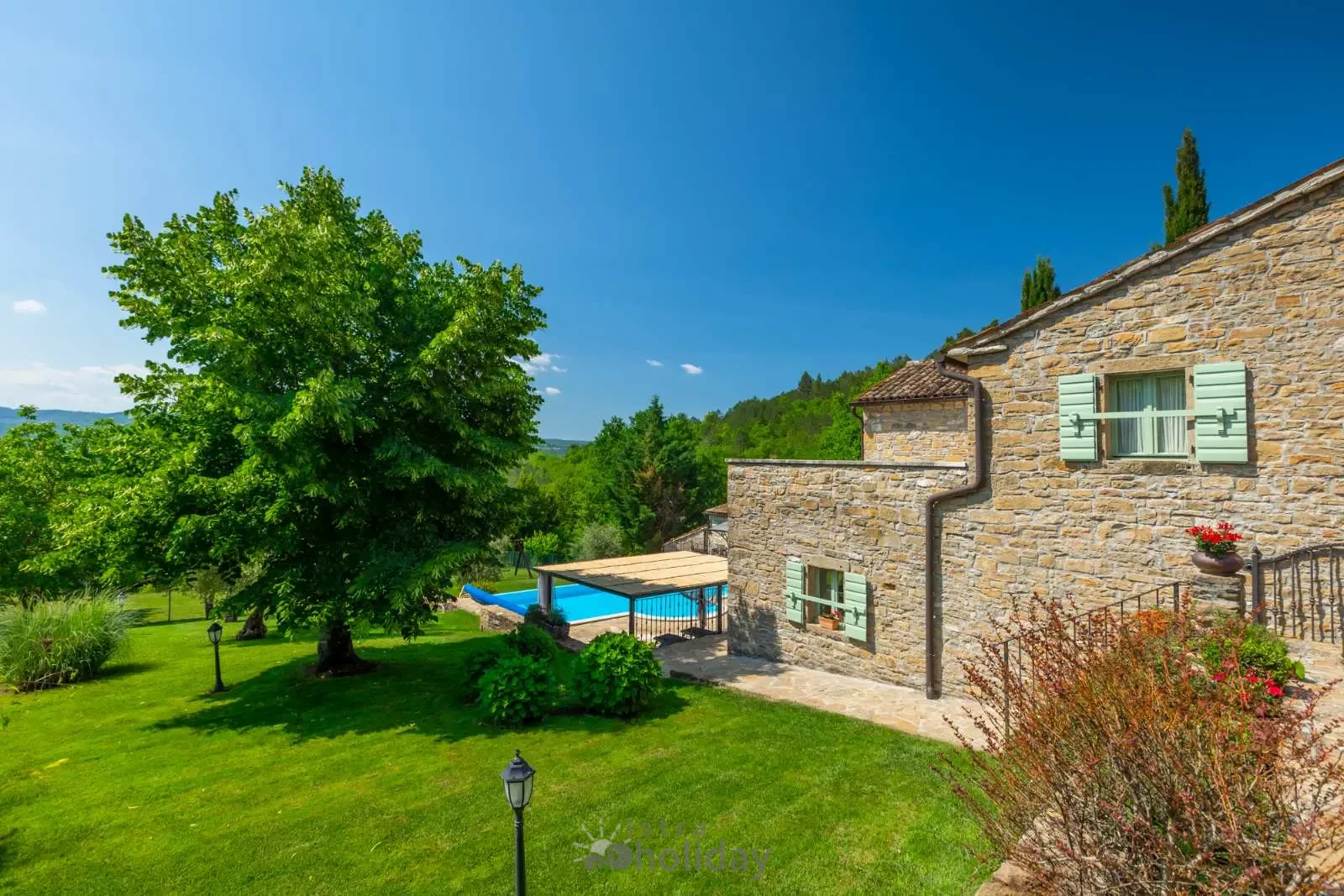 Stone house with garden and pool