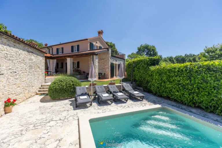 Stone villa with private pool and loungers